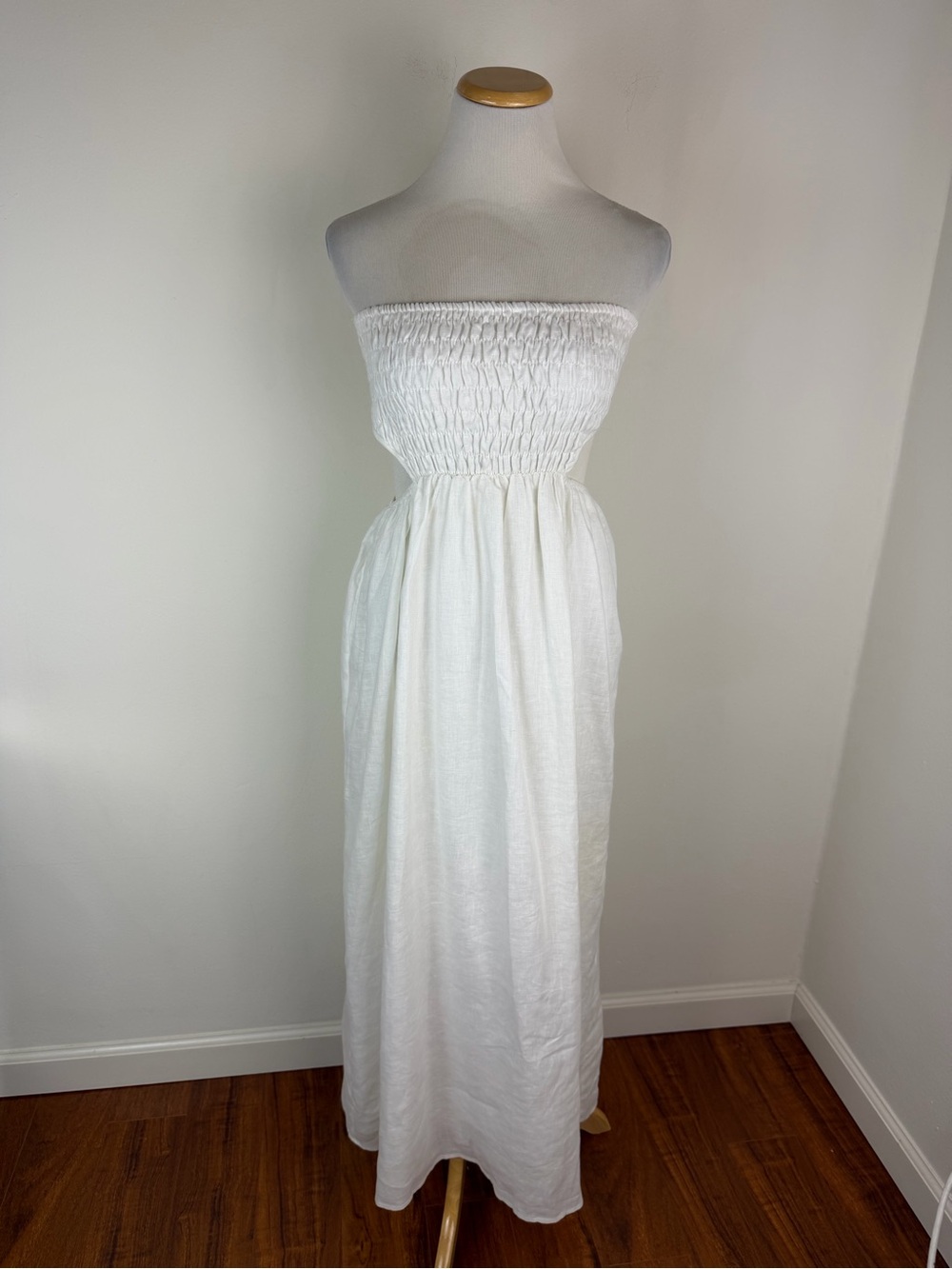 DISSH Nell White Strapless Linen Long Midi Dress Size AU 10 US 6 - Picture 4 of 9